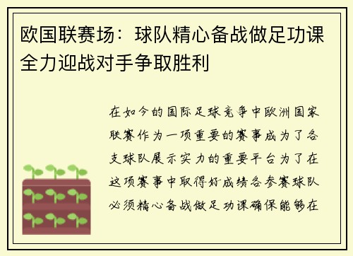 欧国联赛场：球队精心备战做足功课全力迎战对手争取胜利