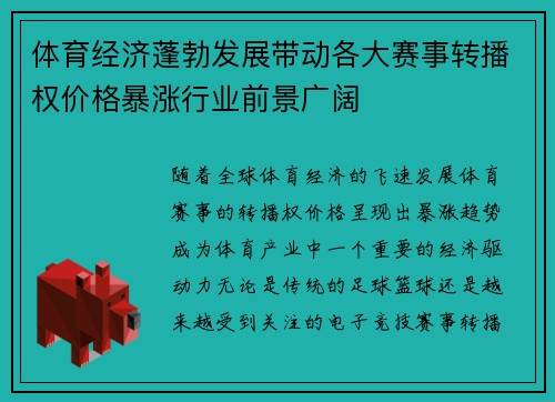 体育经济蓬勃发展带动各大赛事转播权价格暴涨行业前景广阔